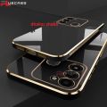 For Tecno Spark 8C Luxury 6D Plating Soft Casing Silicone Square Frame Phone Case Back Cover - Phone - Camera.