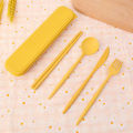 【Top-rated】 3 In1 Wheat Straw Dinnerware Set Fork Spoon Set Travel Picnic Camping With Case Portable Tableware Cutlery 1Set.