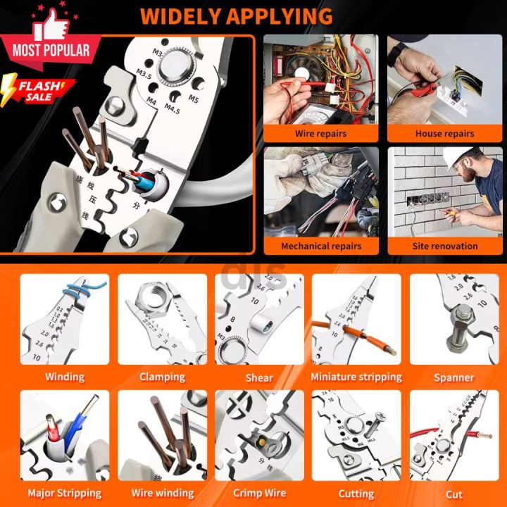 18 in 1 Multifunction Wire Stripping Pliers for Cutting Removing and Stripping Wire Stripper Wires Cable Insulation Removal Tool