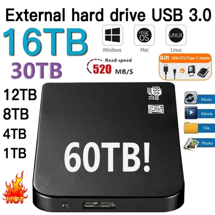 Portable SSD For Xiaomi 1TB 2TB External Solid State Drive USB 3.0/Type-C High-Speed Storage Device for Laptop/Desktop/Mac/Phone