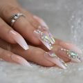 【The road to happiness Store】Luxury Nails Custom Stones Decorated Nail Art Tips Luxe Icy Shape Press On Nails Natural with Glue Sticker. 