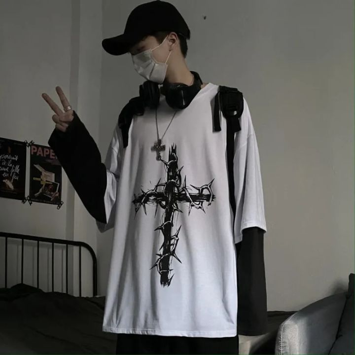 Gothic%20Goth%20Style%20Tshirt%202021%20Mall%20Goth%20Tops%20Punk%20Long%20Sleeve%20Oversized%20T-shirt%20Fake%20Two-piece%20Street%20Fashion%20Korean%20Style%20-%20Image%207