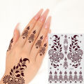 Waterproof Henna Tattoo Stickers Skin-safe Brown Lace Flower Temporary Tattoos Sticker Tattoos Non-permanent Henna Tattoo for. 