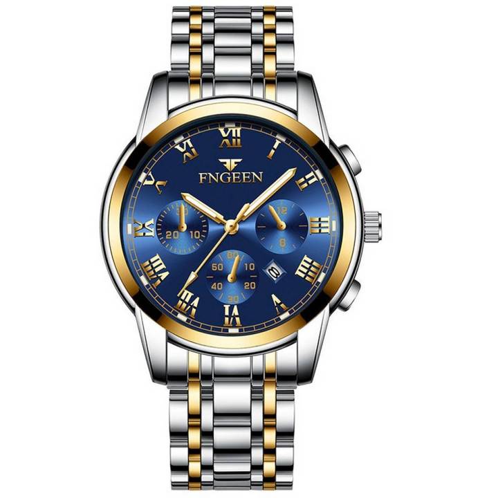 Fngeen%20Steel%20Belt%20Men'S%20Quartz%20Calendar%20Three-Eye%20Luminous%20Casual%20Watcherproof%20Men%20Colck%20-%20Image%202