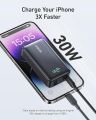 Anker Power Bank, 533 Power Bank (PowerCore 30W), Power IQ 3.0 Portable Charger with PD 30W Max Output, 10,000mAh Battery Pack for iPhone 15/14 Series.