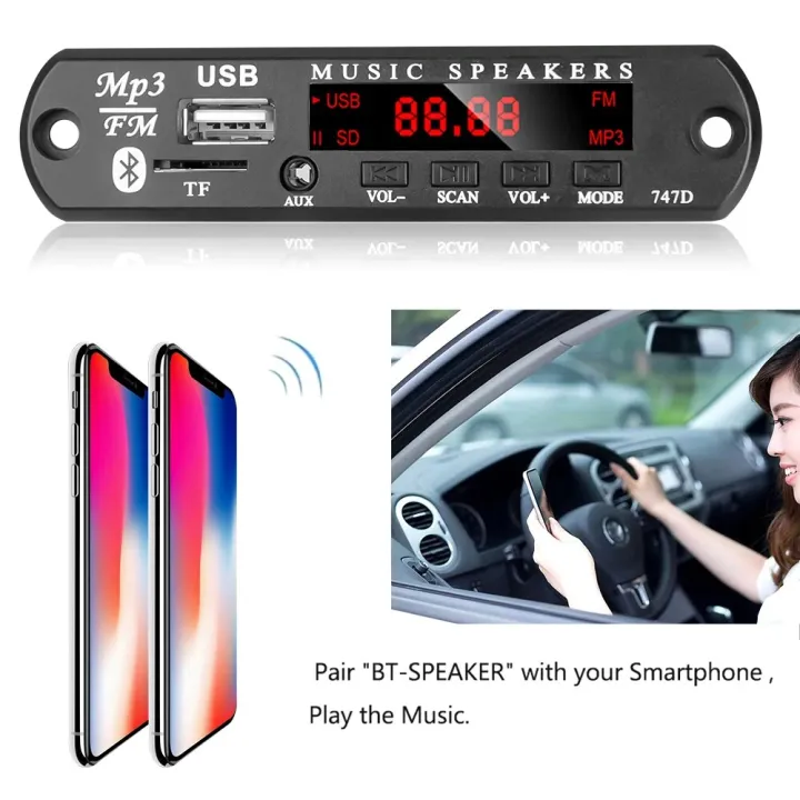 Bluetooth%205.0%20Radio%20DC%209V%2012V%20Wireless%20audio%20Receiver%20Car%20Kit%20USB%203.5MM%20AUX%20FM%20Module%20Mp3%20Player%20Decoder%20Board%20-%20Image%205