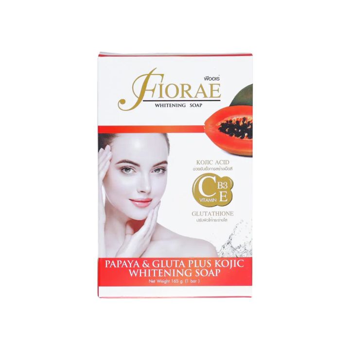 Fiorae-Papaya Gulta Plus Kojij Skin Care Soap - 165 Gram (Thailand)