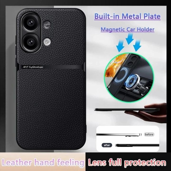 For Redmi Note 13 4G Phone case Luxury PU Leather Magnetic Holder For Xiaomi Redmi Note13 Note 13 4g Shockproof Back Cover