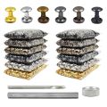 100Sets 5-10mm Metal Double Cap Rivets Stud Rivet Button Round Nail Spike For Leathercraft Repair Shoes Bag Belt Clothing Garment Accessories With Tools. 