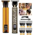 T9 Rechargeble Hair Trimmer LCD Electric Clipper Oil Shaving Head Pusher Carving Beard Shaver for Men Care. 