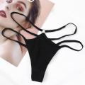 Female Hollow Low Rise Women Lingerie Thong Cotton G-String Strap Panties. 