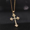 Vintage Punk Zircon Cross Pendant Necklace Stainless Steel Fashion Choker Collar Jewelry Birthday Gifts For Women Girls. 