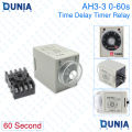 AH3-2 8 Pins AC 220V 0-60s Time Delay Timer Relay Solid State with Socket.