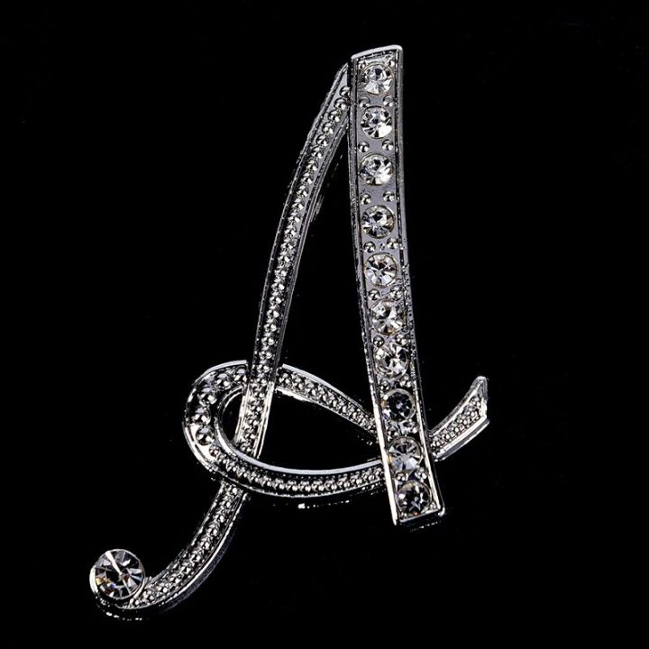 【beauty code store】Creative Unisex Crystal English 26 Letters Design Pins Alphabetical Letter Brooch Gifts