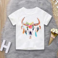 Harajuku kawaii floral cow animal print kids tshirt summer white baby girls clothes boys T-shirts comfortable tops graphic tees.