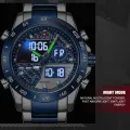 NAVIFORCE NF 9171 Silver And Royal Blue Two-tone Stainless Steel Dual Wrist Watch For Men - Royal Blue & Silver.