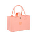 WholesaleinsSimple Bear Felt Handbag Large Capacity Totes Cute Cartoon Pure Color Thickened Felt Bag.