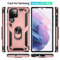 For Samaung Galaxy S22 Ultra 5G Shockproof TPU + PC Protective Case with 360 Degree Rotating Holder(Black). 