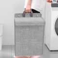 Large Capacity Foldable Hanging Laundry Basket Linen Wall-mounted Dirty Clothes Basket Space-saving Waterproof Bathroom Storage Basket. 