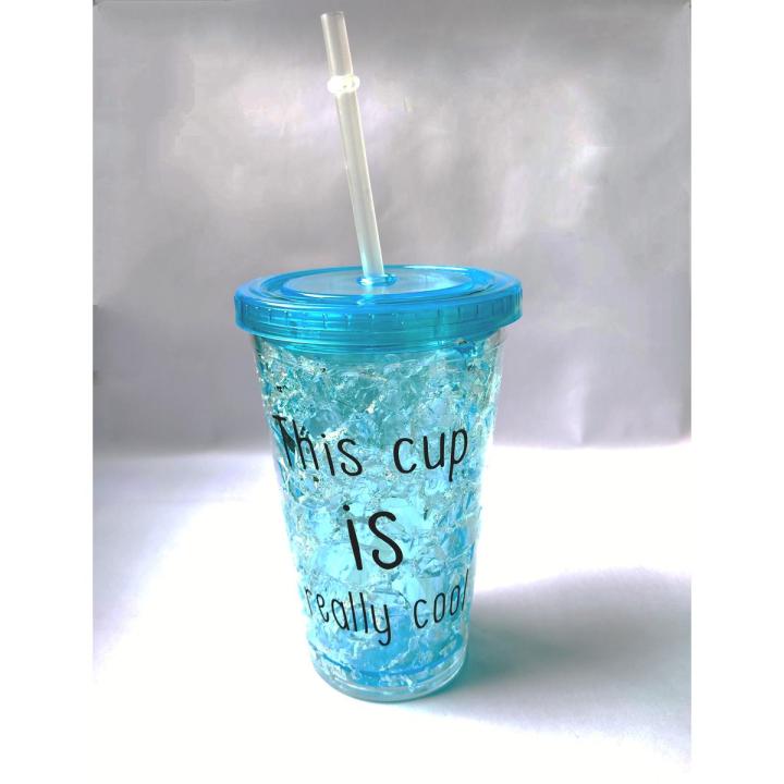 Sitwell Frosty Jar Freezing Gel Mug with straw and lid for Juice, Soft Drinks, Water 350 ml Sipper.
