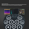Roll Up Electronic Drum Set 9 Pads Electric Tabletop Drum Kit Pad Portable. 