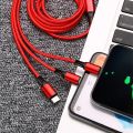 Weaving One to Three Data Cables Usb Port Multiple 3In1 Micro USB Type C Charger Cable For Ios/Android/Type-C USB Charging Cable.