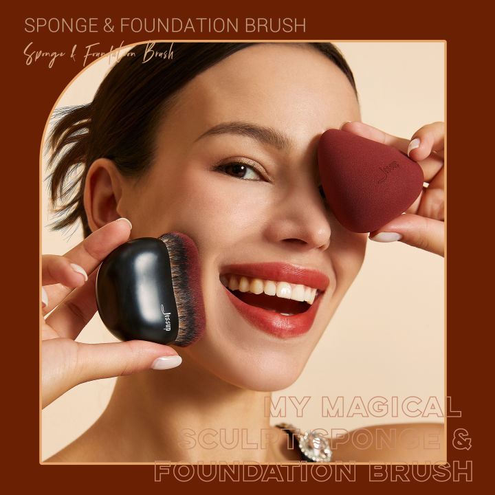 Jessup%20Foundation%20Brush%20with%20Makeup%20Sponge,%20Black%20Makeup%20Brush%20Flat%20Top%20Kabuki%20Brush%20for%20Liquid%20Blending%20Stippling,%20T881%20-%20Image%202