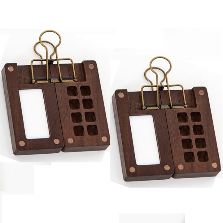 Portable Wooden Watercolor Palette Box 8 Grid Come with Clip Paint