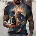 The Horror Series Skull And Crossbones Brand Men's Clothing 3D Printing O-neck T-shirt Street Fashion Fashion Loose Oversize. 