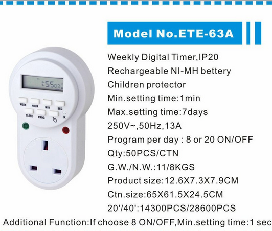7 Day Durable 12/24 Motors Hour Timer Socket Programmable Digital ...
