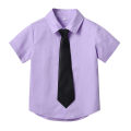 Boy's shirt thin cotton children's Korean version of the new spring and summer trendy with tie baby white foreign style college style boys' lining. 