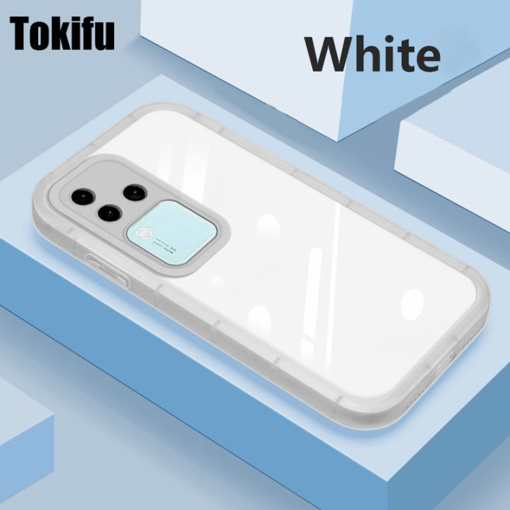 Tokifu for VIVO V30 Pro Cover TPU silicone lens all inclusive fall proof Shockproof Solid Color Macaron Oval Lens Protection Phone back Case
