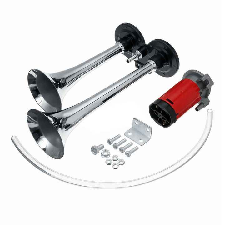 LI 12V Air Horn Kit Dual Trumpets 150DB Super Loud Car Electric