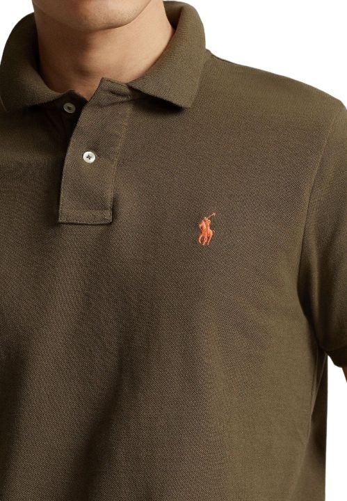 RL Men'S Custom Slim Fit Small Pony Embroidered Polo Shirt- Olive