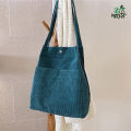Trendy Top Handle With Outside Pocket Maroon Color Corduroy Tote Bag Shopping Bag/College/University Bag,Tote Bag.