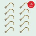 10Pcs Nose Rings Set for Women with Crystal Rhinestone Nostril Stud Piercings Jewelry Surgical Stainless Steel 0.8/1.0mm 18/20g. 