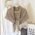 Spring and Autumn Air-Conditioned Room Small Shawl Outer Wear Knitted Shoulder Knotted Scarf Female Neck Protection Fake Two Pieces Shawl Cape Summer. 