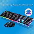 SOONGO G21B Keyboard Wired USB Gaming Mouse Flexible Polychromatic LED Lights Computer Mechanical Feel Backlit Keyboard Mouse Set,Black (Black-G21B). 