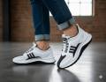 New 2026 Collection Comfortable Stylish & Fashionable Sports Look, Lace Up, Slip-on & Pull-on, Light Weight - White and Black Color Combination Sneaker For Men. 201.
