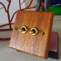 86 Type Solid Wood Panel Switch Wall Light Retro Brass Toggle Switch Wood Grain Electrical Switch Socket. 