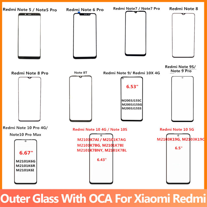 Front Glass OCA For Xiaomi Redmi Note 10 Pro Max 8T 9S