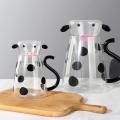 Cute Cow Shape Glass Jug Heat-Resistant Cartoon Cute Cow Shape Tea Pot and Cup Set Water/Milk Cold Kettle Coffee Pot.