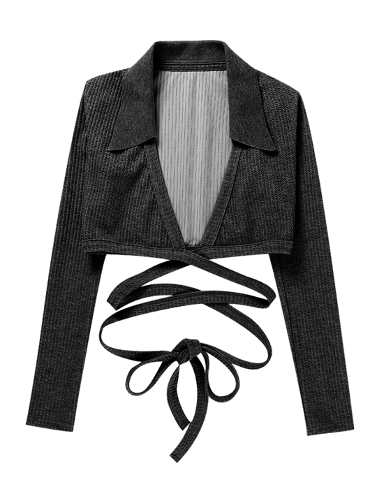 Women's%20Long%20Sleeve%20Crop%20Tops,%20Solid%20Color%20Knit%20Ribbed%20Deep%20V-Neck%20Cross%20Strappy%20Show%20Navel%20Knitwear%20-%20Image%206