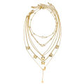 6 Pcs/set Pendant Necklace Creative Personality Multi-layer erflies Moon Peach Heart-shaped Pendant color:old.