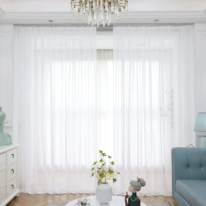 6X%20Window%20White%20Sheer%20Curtains%2084%20Inches%20Long%202%20Panels%20Sheer%20White%20Curtains%20Clear%20Curtains%20Basic%20Rod%20Pocket%20Panel%20-%20Image%202