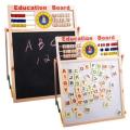 Educational Learning Board Multipurpose Double-Sided Magnetic Wooden Writing, Mathematical Calculations & English Alphabets, White and Black Board, Wooden Magnetic Drawing magnetic Board.