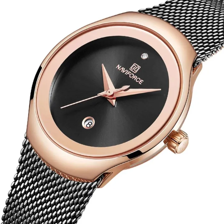 NAVIFORCE%20NF5004%20Black%20Mesh%20Stainless%20Steel%20Analog%20Watch%20For%20Women%20-%20RoseGold%20&%20Black%20-%20Image%206