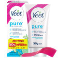 (Get 20% Extra) Veet Pure™ Hair Removal Cream 30g Sensitive Skin for Body & Legs, Freshest Smell with Aloe Vera Extract Leaves Skin Feeling Smooth, Moisturized & Visibly Glowing, Dermatologically Tested. 