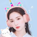 RGB Unicorn Kids Wireless Headphones With Mic,Control RGB Light Girls Music Stereo Earphone Mobile Phone Children's Headset Gift. 