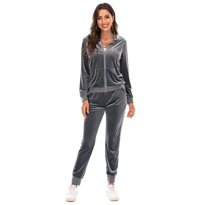 2024%20Autumn%20Velvet%20Tracksuit%20Womens%202%20Piece%20Sweatshirt%20Sweatpants%20Set%20Full%20Zip%20Hoodie%20Sweatsuit%20With%20Pockets%20Casual%20Sportswear%20-%20Image%206